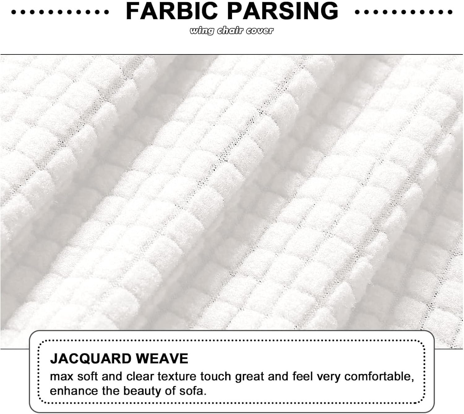 L Shape Sofa Chaise Lounge Cover, Thick Stretch Protector for Living Room Couch Cover Machine Washable (White, Right)