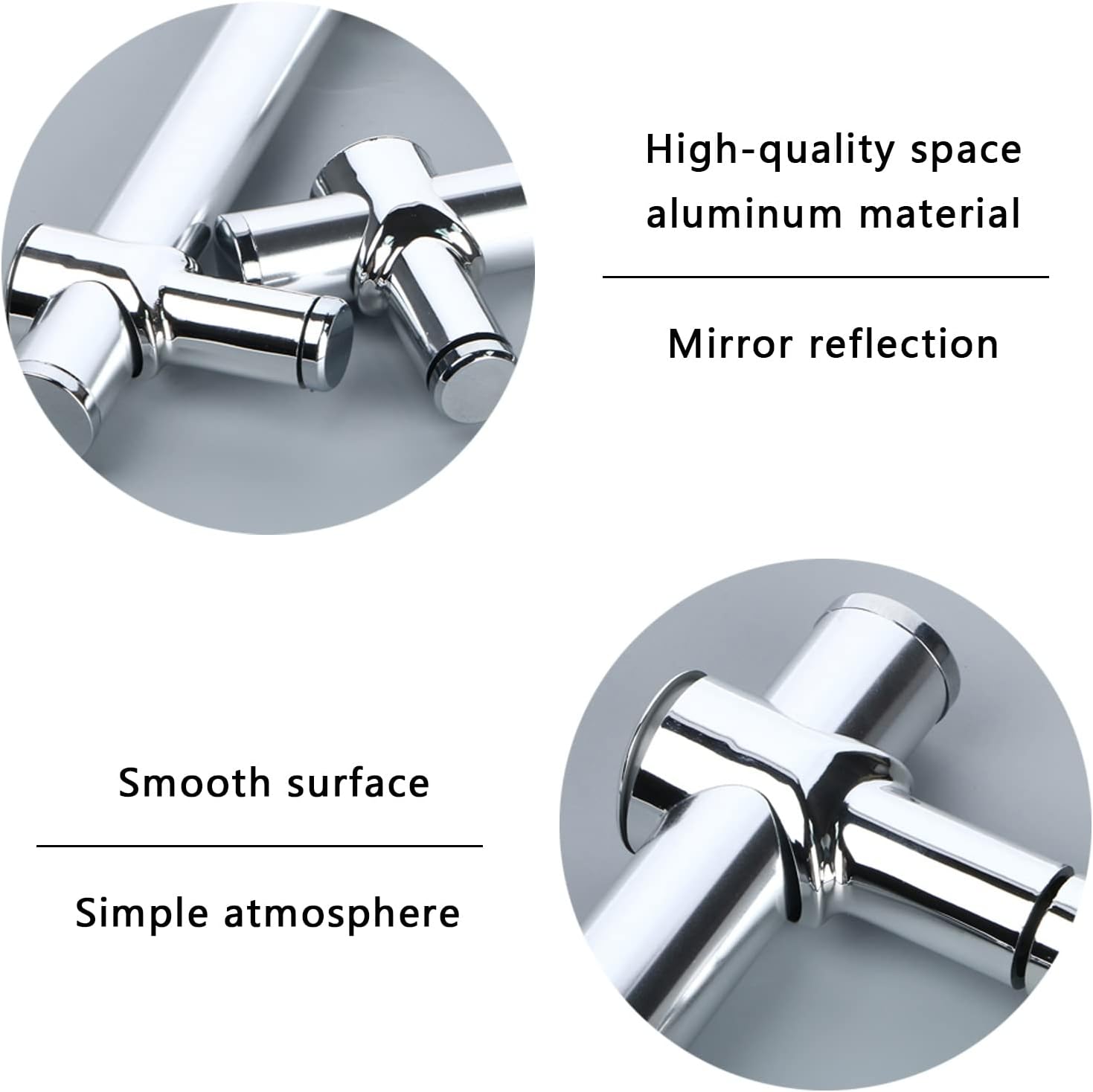 Metal Shower Glass Door Handle, Interior Shower Single Side Door Handle Grab Bar with Accessories Sets - Stainless Steel, Adjustable Hole Distance (Size : 350mm)