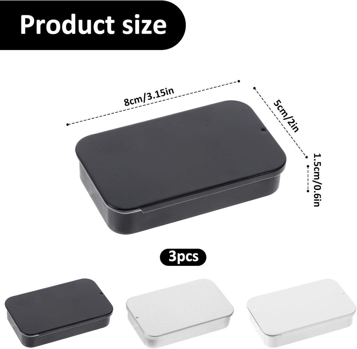 3 Pack Travel Floss Picks Case, Dental Floss Picks Travel Case Metal Storage Box for Flosser Pill Oral Care (Black, White, Silver)