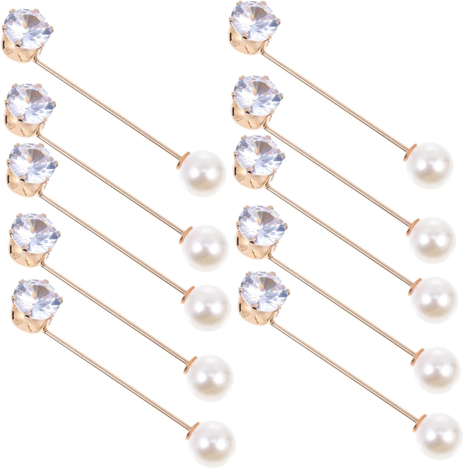 Healifty 10pcs Lightweight Brooch Pins for Women Removable Pearl Decorative Clothes Brooches Sweater Cardigan Clips Fine Craftsmanship Gentle Stylish Waistcoat Accessories