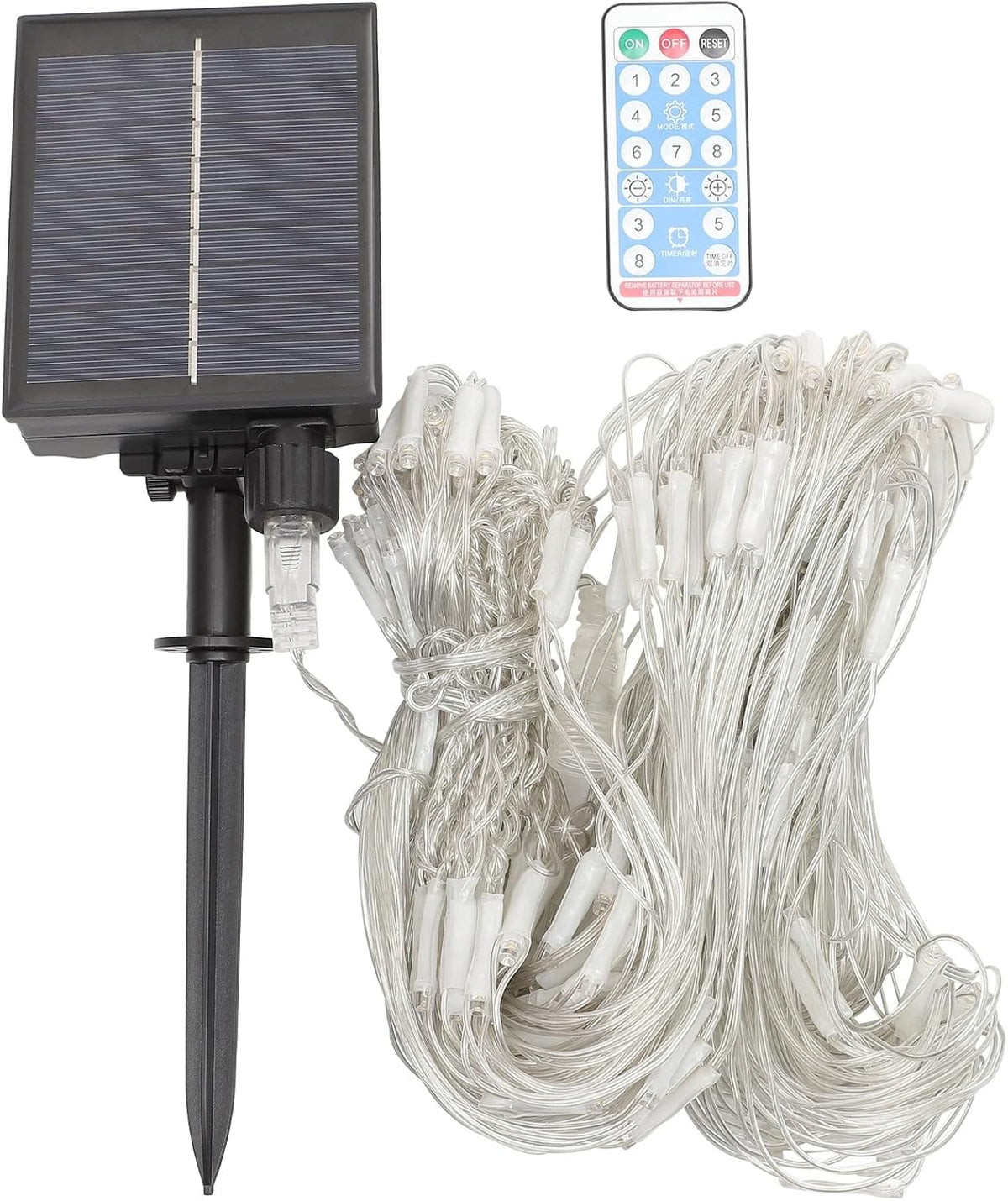 Solar Net Mesh String Lights, 9.8ft x 6.6ft 192 LED Outdoor Waterproof LED Decorative Lights with Remote for Party Christmas Holiday Garden Patio, Blue