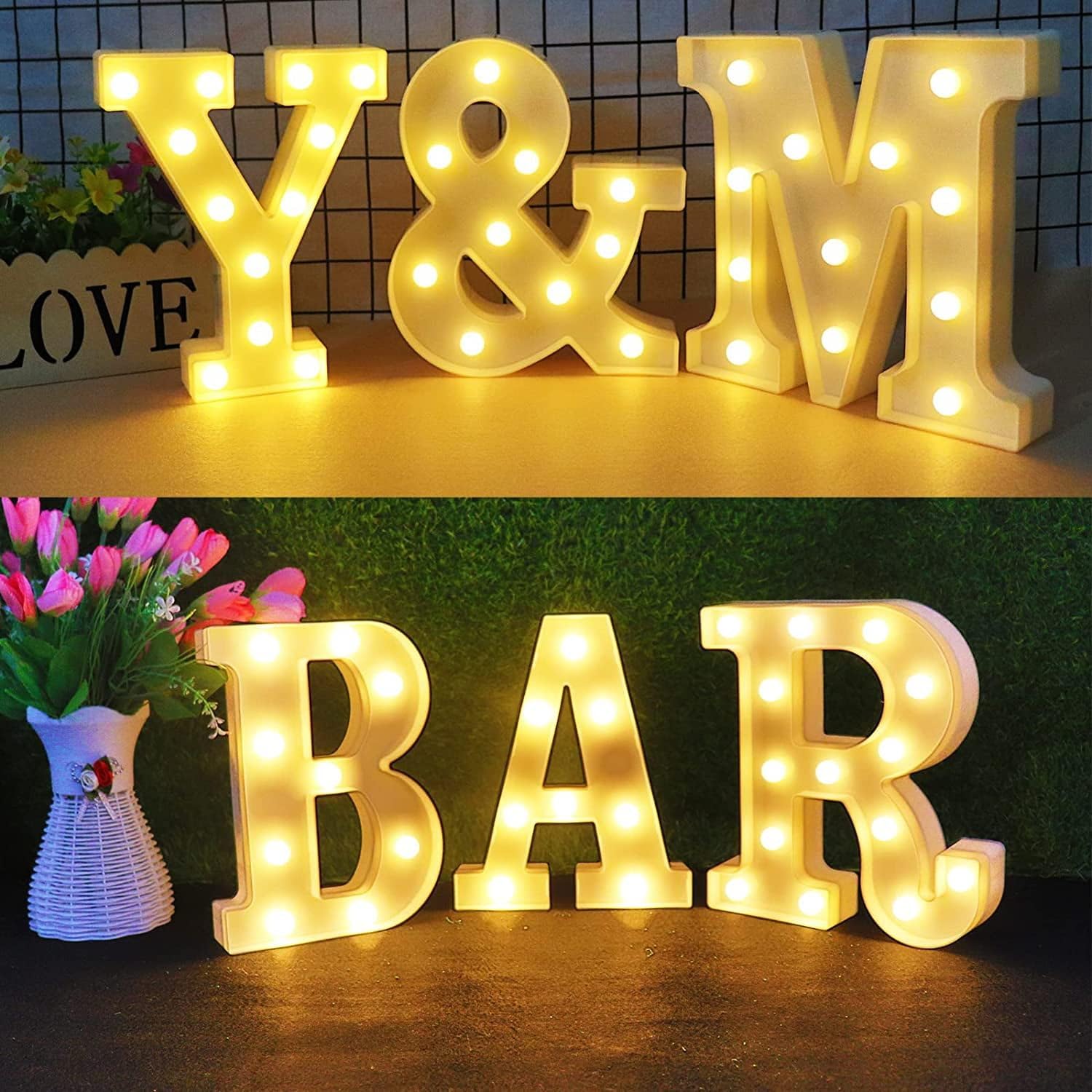 A - Z LED Letter Lights Alphabet Light Up Sign Battery Operated Night Lights for Home Party Wedding Christmas Decoration