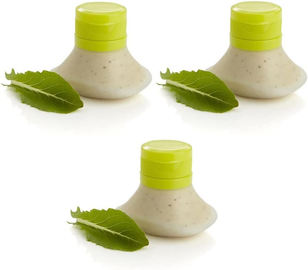 Portable Salad Dressing Containers set of 3- Silicone Squeeze Bottle Leak Proof Cap Kitchen Tool Mini Food Storage Containers Small Dip Condiment