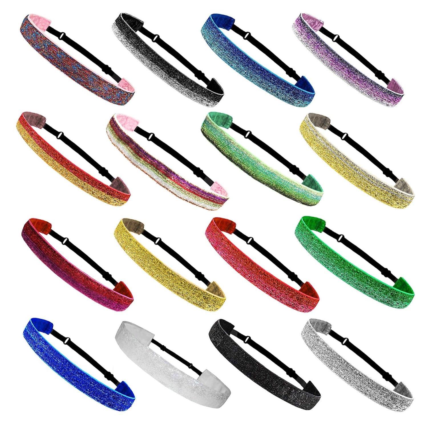 Glitter Headbands Adjustable Non-Slip Head Bands Cute Elastic Hair Accessories For Gymnastics-Sparkly Hair Bands Gifts Stretch Fashion Headbands For Women, White