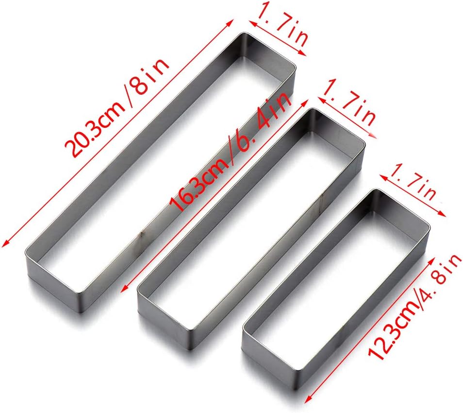 Mousse Mold 3-piece Set, Rectangle Ring Bakeware Tiramisu Cake Baking Cookie Cutters