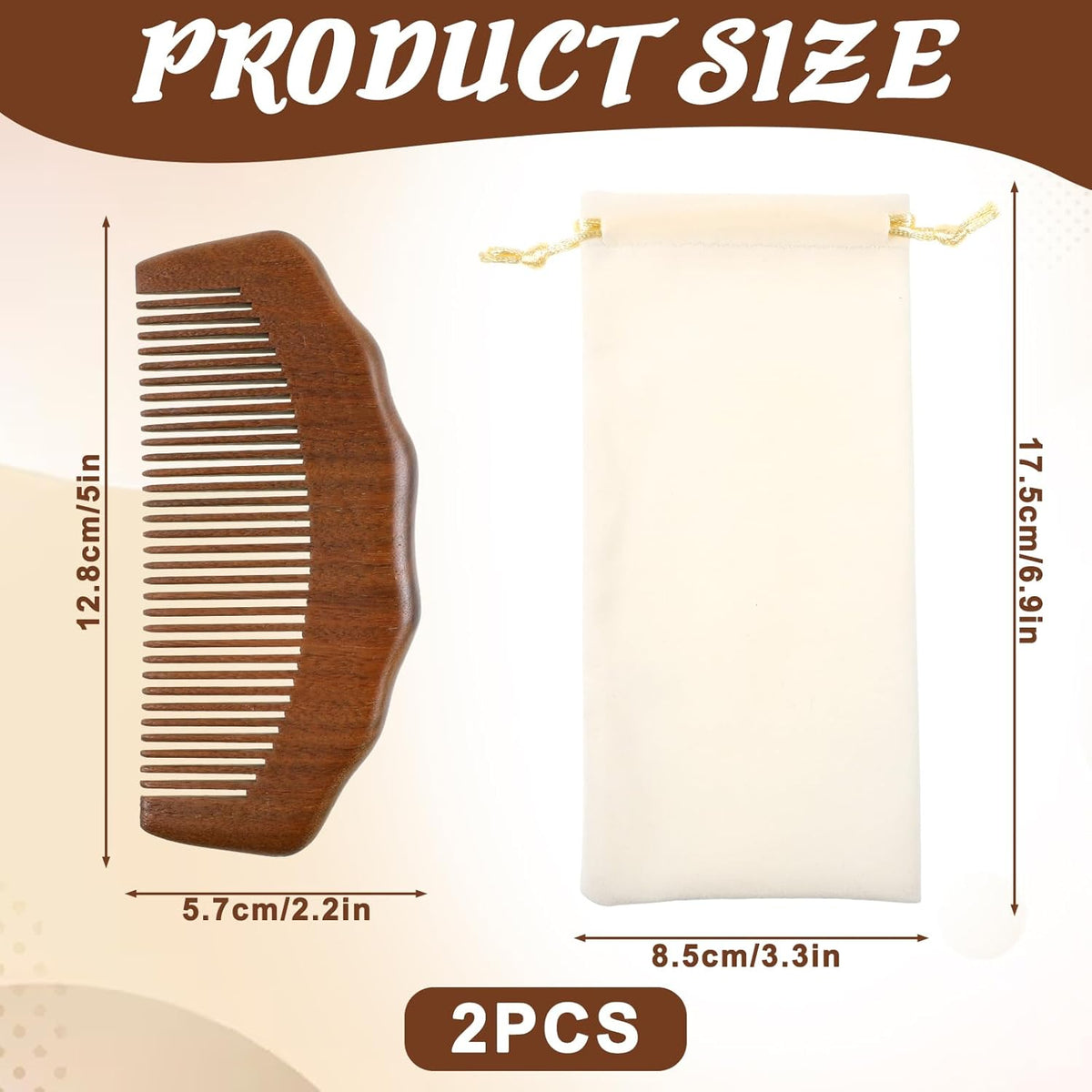 Wooden Comb for Women Hair Growth, Labor Comb for Pain Natural Wide Tooth for Curly Portable Scalp Massage Combs Sandalwood Combs for Curly, Thick, Wavy Hair with Gift Bag