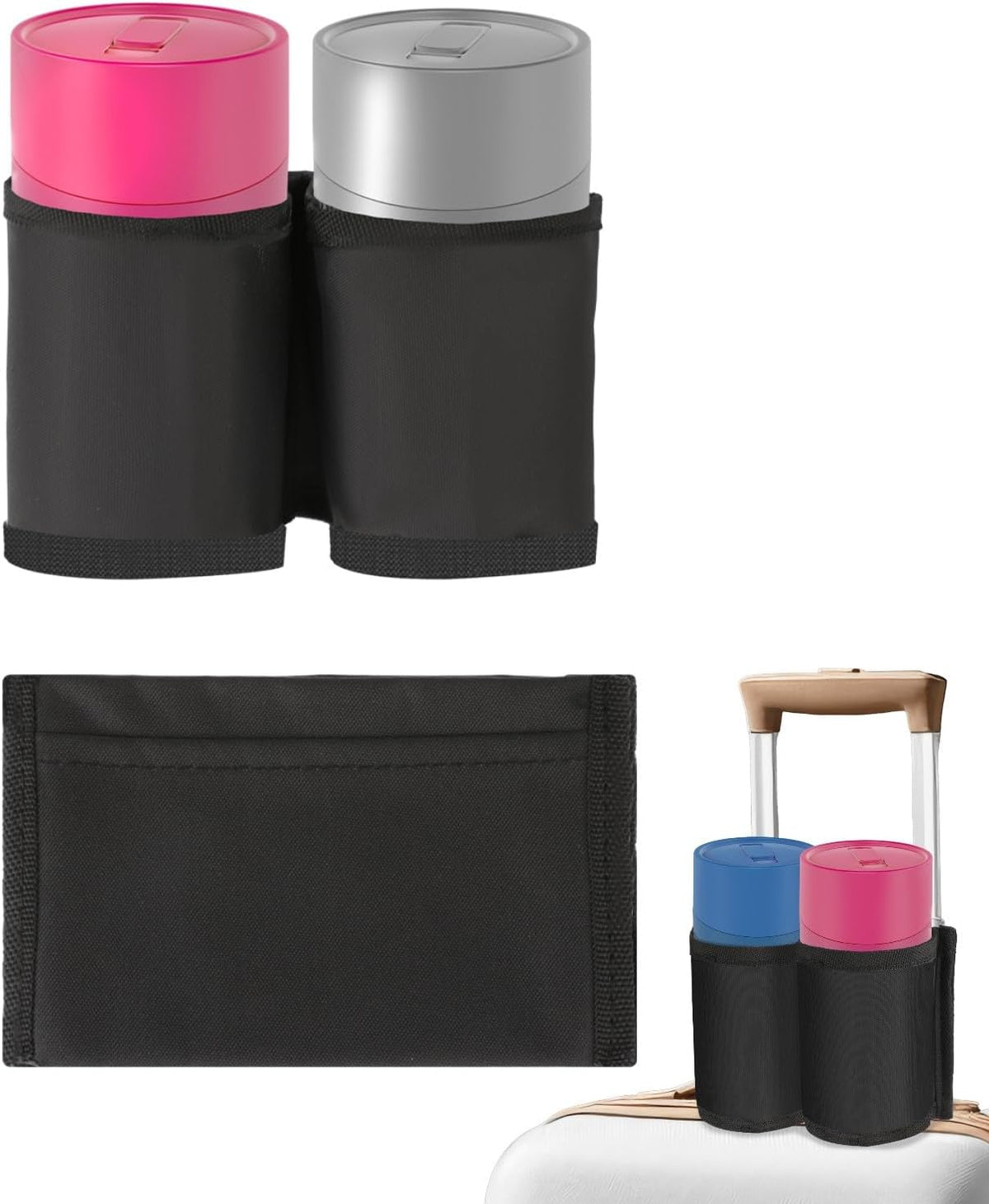 Luggage Cup Holder Suitcases Cup Holder Luggage Drink Caddy Suitcase Beverage Cups Holders Travel Essentials for Flight Attendants Business Travelers, Black