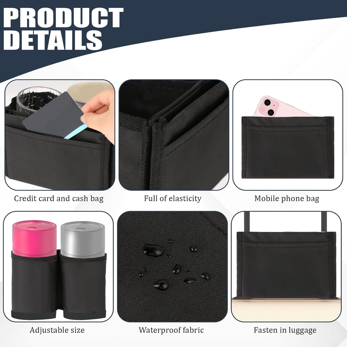 Luggage Cup Holder Suitcases Cup Holder Luggage Drink Caddy Suitcase Beverage Cups Holders Travel Essentials for Flight Attendants Business Travelers, Black