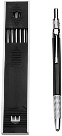 2.0mm Mechanical Pencil Lead Pencil for Draft Drawing Carpenter Crafting Art Sketching with 12 Pcs Refill - Black