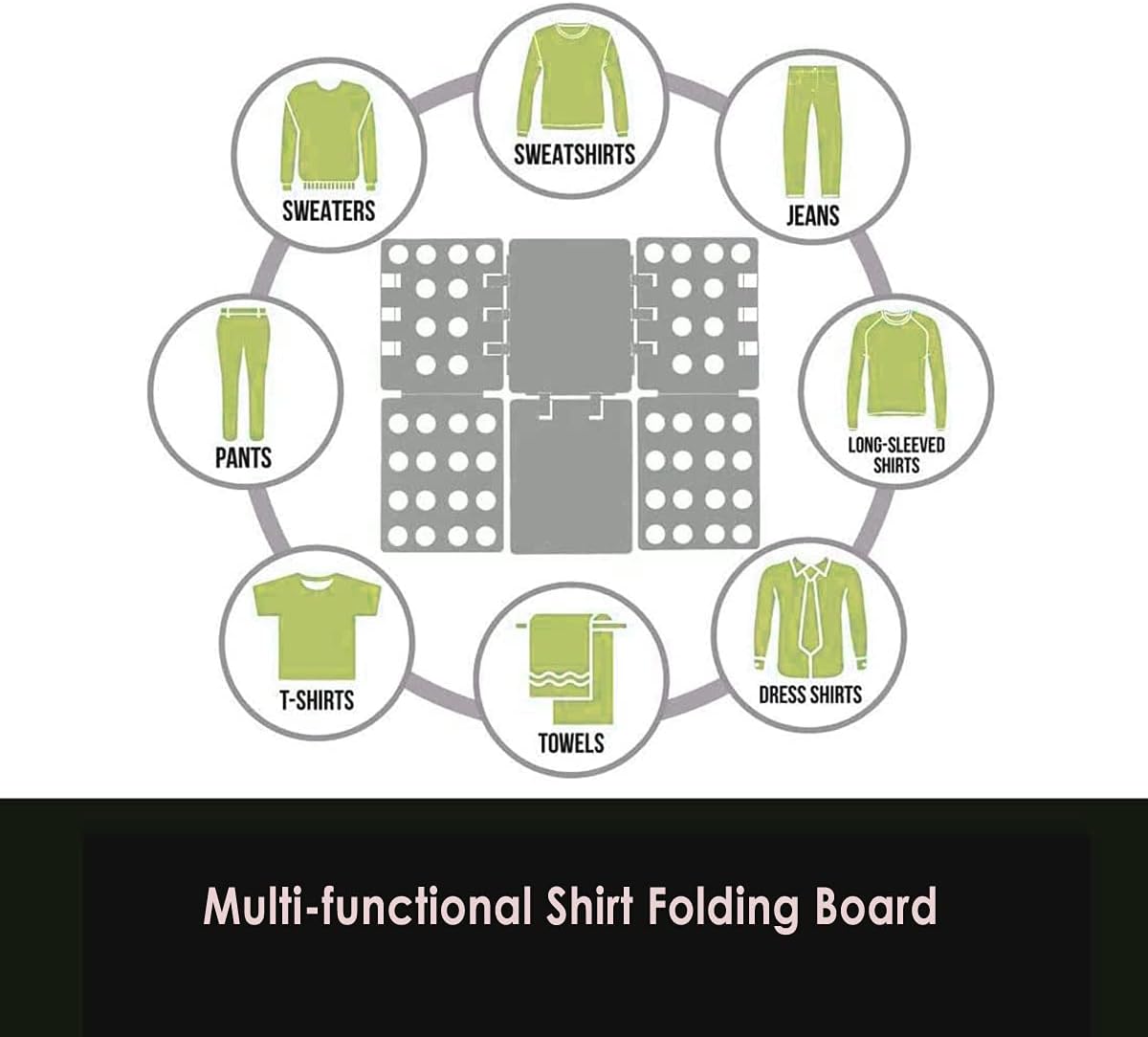 Shirt Folding Board, 27.56 x 22.44 T Shirt Folder, Easy and Fast Flip Fold Clothes Folding Board, Durable Plastic Laundry Folders Collapsible Liner for Easy Storage and Travel (Gray)