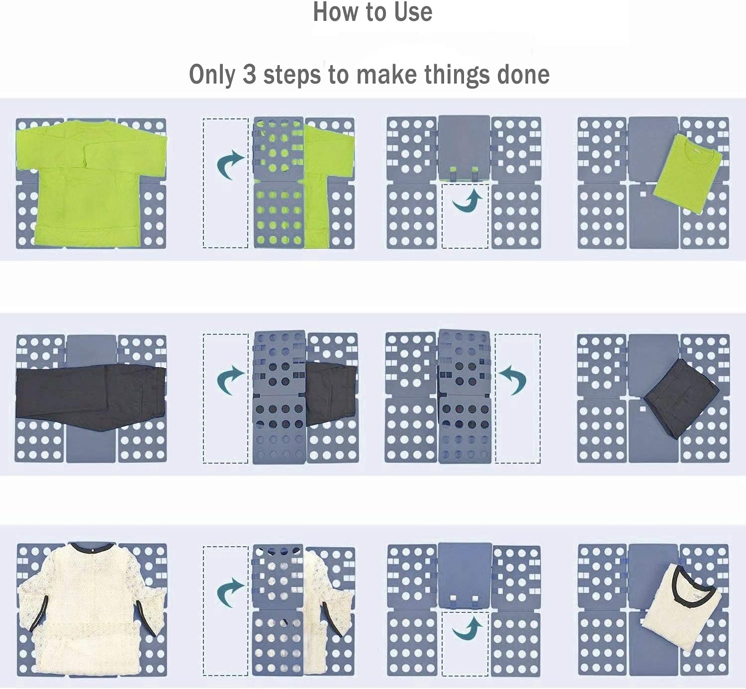 Shirt Folding Board, 27.56 x 22.44 T Shirt Folder, Easy and Fast Flip Fold Clothes Folding Board, Durable Plastic Laundry Folders Collapsible Liner for Easy Storage and Travel (Gray)