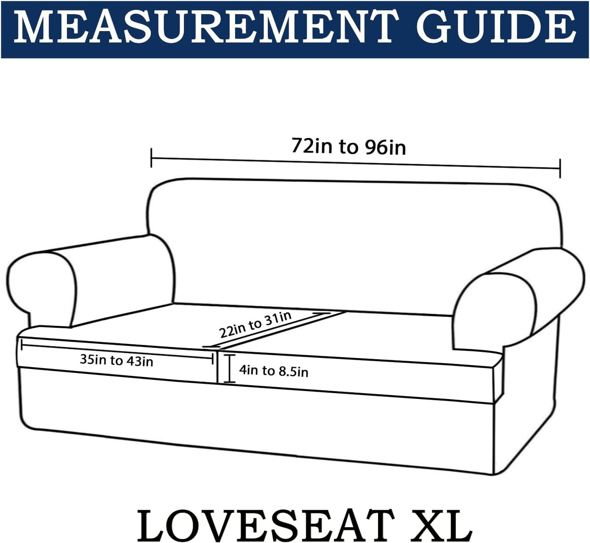 3 Piece T Cushion Sofa Slipcovers Thick Couch Cover Furniture Protector Stretch T Cushion Sofa Covers for 2 Cushion Couch with 2 Individual T Cushion Covers Washable (Blue, Loveseat X-Large)