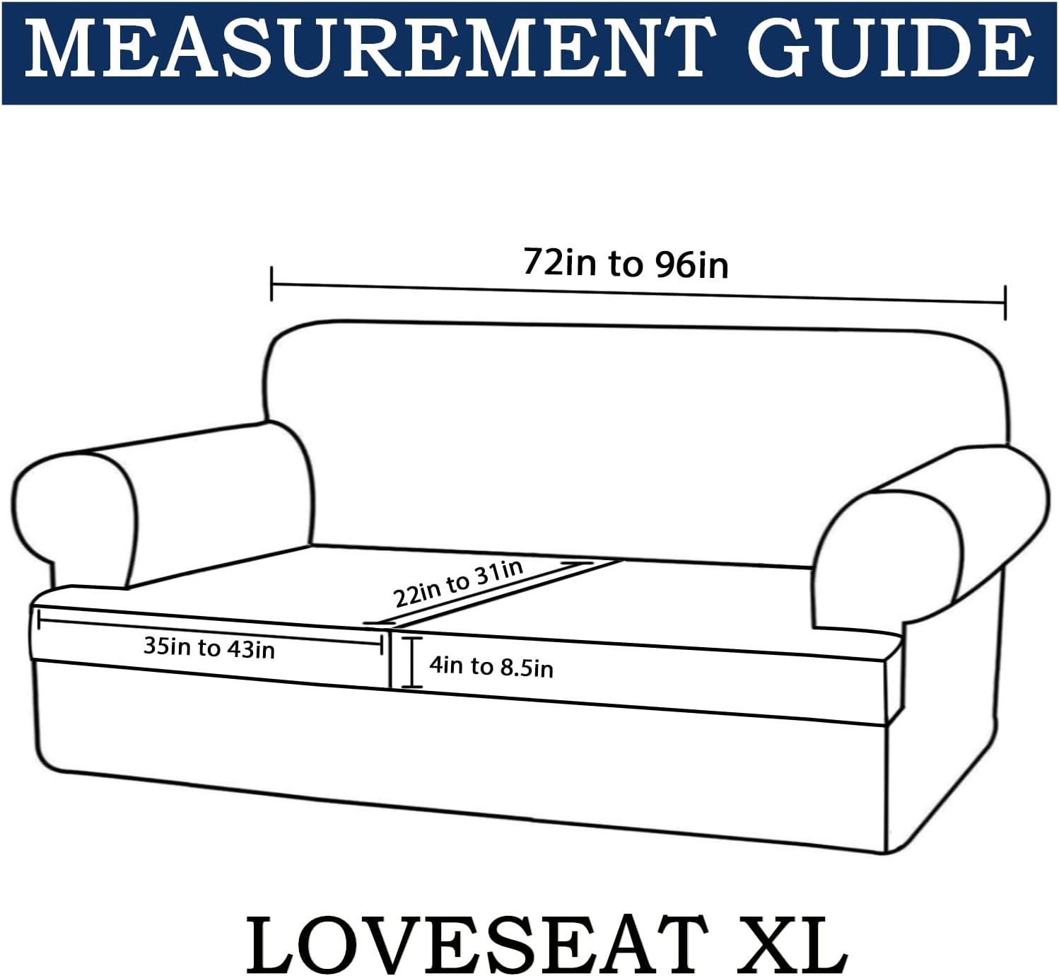 3 Piece T Cushion Sofa Slipcovers Thick Couch Cover Furniture Protector Stretch T Cushion Sofa Covers for 2 Cushion Couch with 2 Individual T Cushion Covers Washable (Blue, Loveseat X-Large)