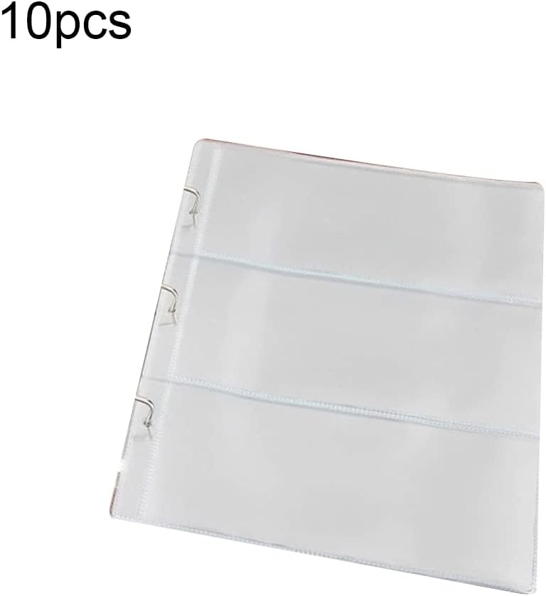 10 Sheets 3-Pocket Clear Paper Bill Holder Stamp Coin Collector Loose Leaf Sheet Collecting Album Page Random