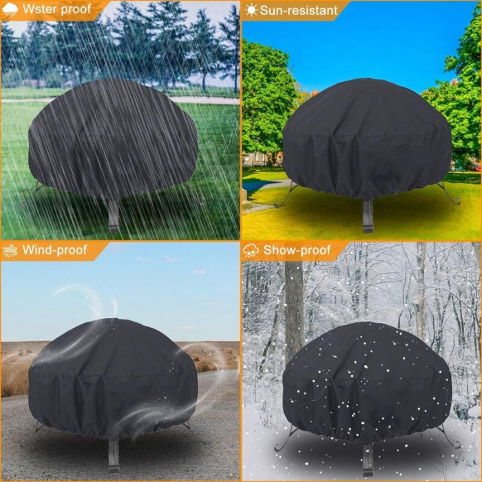 122cm x 46cm Round Waterproof Fireplace Cover with Drawstring