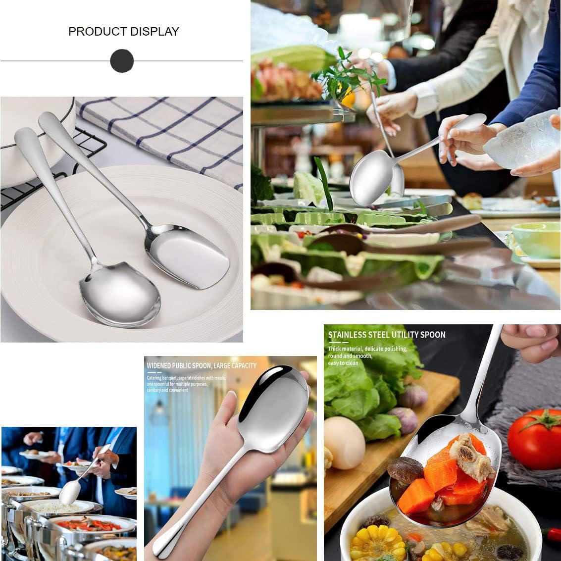 Stainless Steel Serving Spoon for Hotel Restaurant Kitchen Large Size