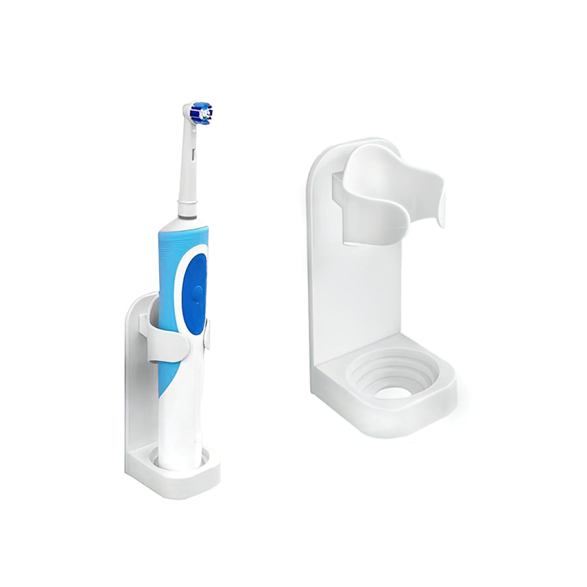 2-Pack White Wall-Mounted Toothbrush Holder Compatible with Oral-B and Braun Electric Toothbrushes
