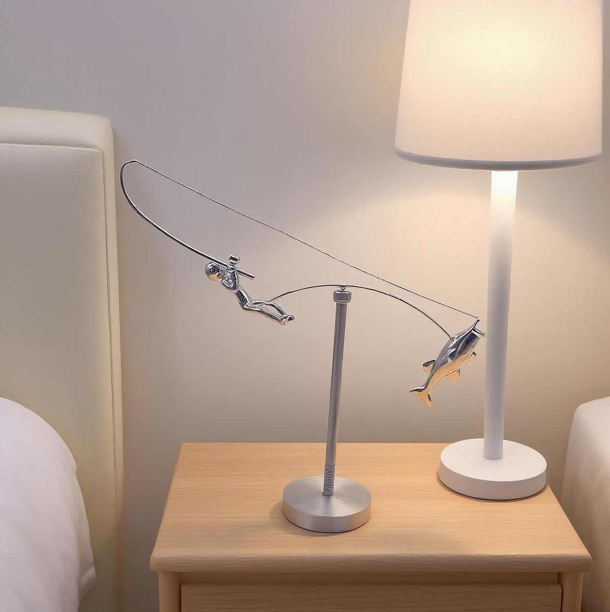 Kinetic Desk Art Balancing Fisherman Sculpture for Office Zen Home Decor and Gifts