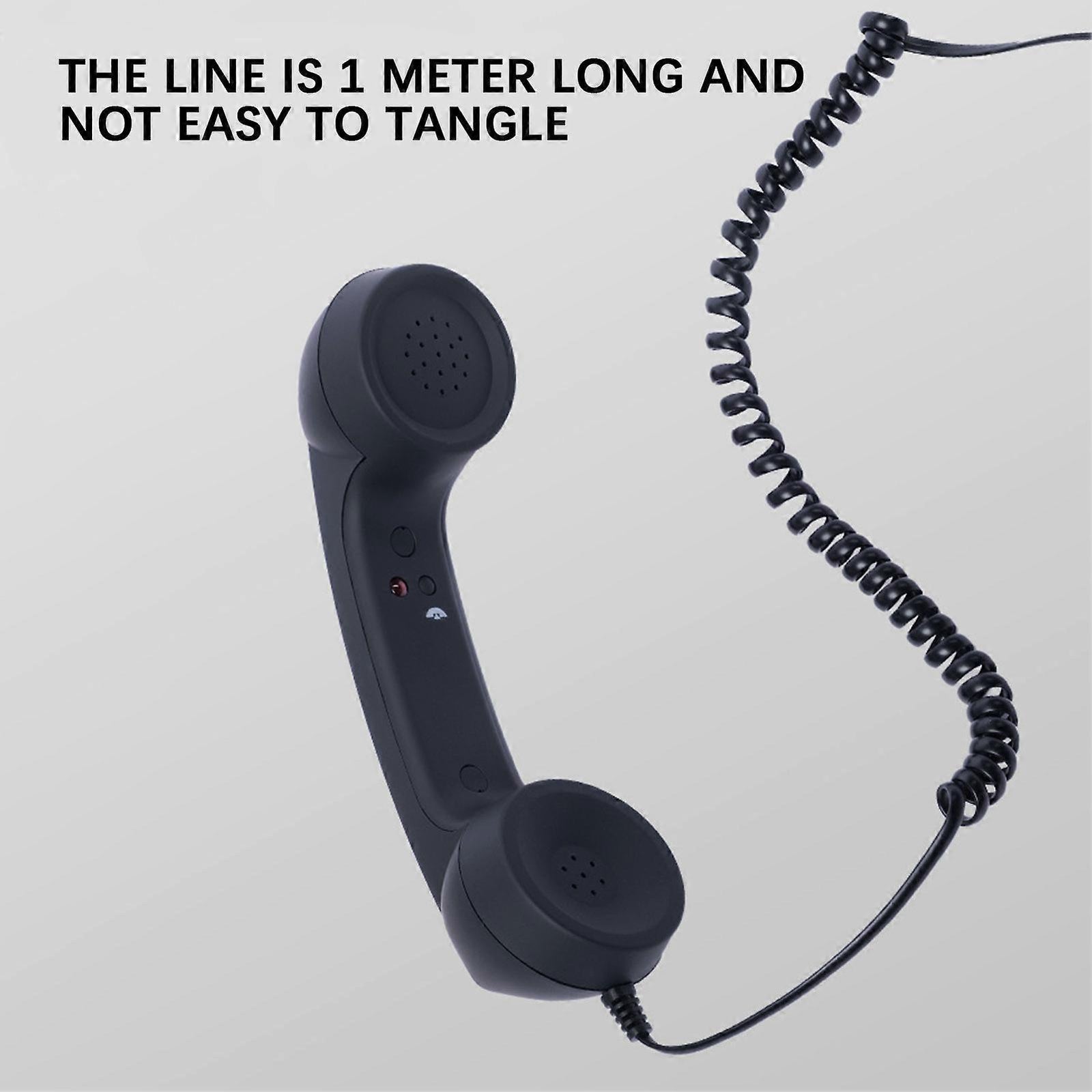 USB-C Retro Telephone Handset for Mobile Phones, Plug \u0026 Play, Radiation Protection, Compatible with iPhone \u0026 Android, Black