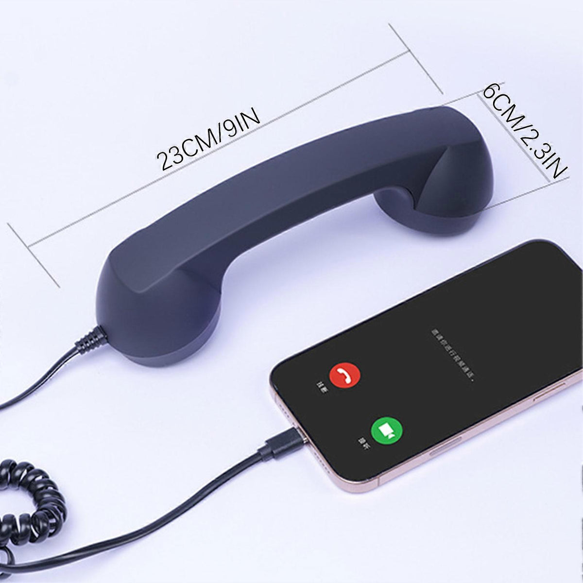 USB-C Retro Telephone Handset for Mobile Phones, Plug \u0026 Play, Radiation Protection, Compatible with iPhone \u0026 Android, Black