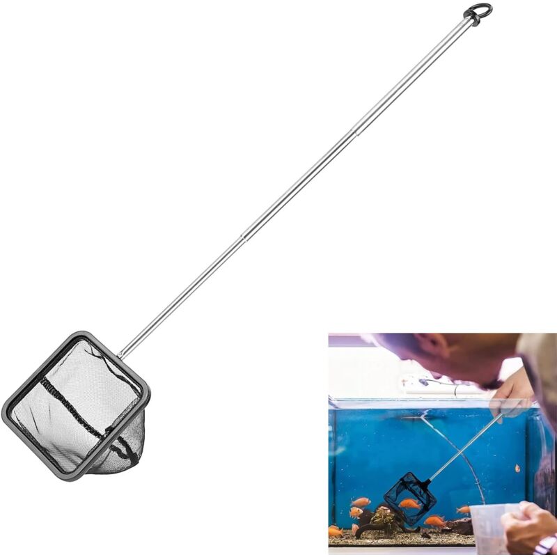 Aquarium Fishing Net Adjustable Telescopic Extendable Handle Mini Foldable for Fish Tank Compatible with Multiple Brands 1 Pack