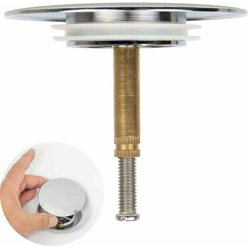 Universal Bathtub Stopper Ø70mm, Adjustable Height, Double Seal, Chrome Brass, Stainless, Compatible with Most Sinks &amp; Bathtubs