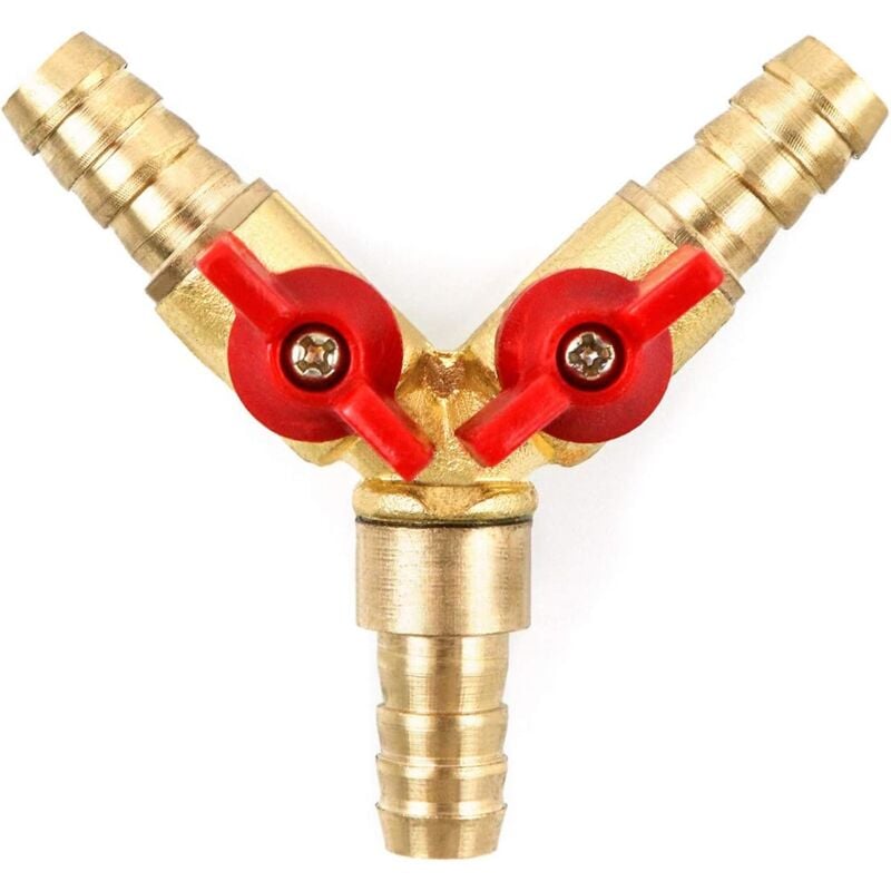 MUMU 3-Way Hose Connector Splitter Brass Zinc Alloy 10mm Ball Valve T-Hose Connector for Coupling Fittings Air Water Gas 1 Piece