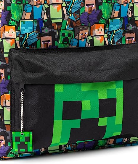 Minecraft Backpack For Boys School Backpack Kids Compatible Minecraft Black Green Creeper Zombie Skeleton Enderman Cave Spider