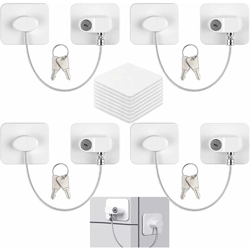 Child Safety Window Locks 4-Pack with 8 Keys, Compatible with Refrigerator Cabinets and Doors