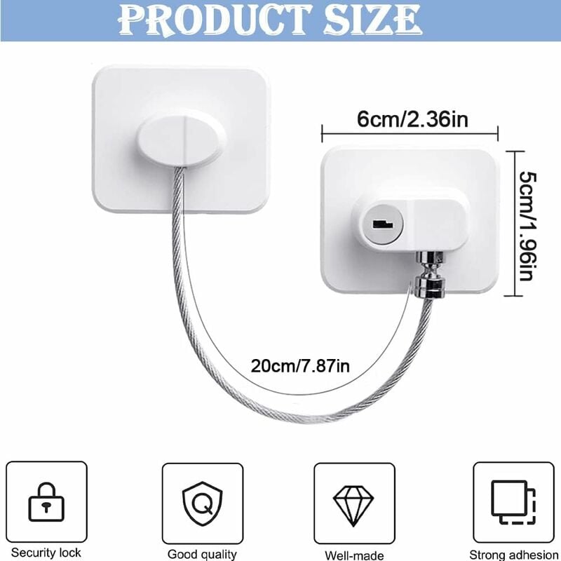 Child Safety Window Locks 4-Pack with 8 Keys, Compatible with Refrigerator Cabinets and Doors