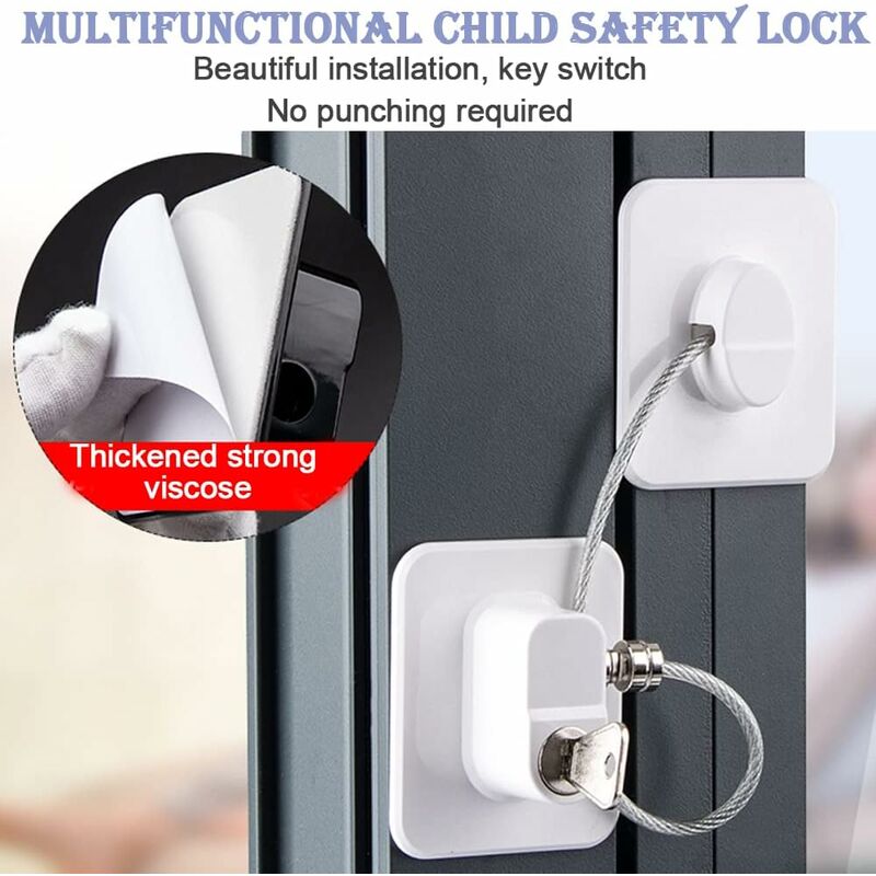 Child Safety Window Locks 4-Pack with 8 Keys, Compatible with Refrigerator Cabinets and Doors