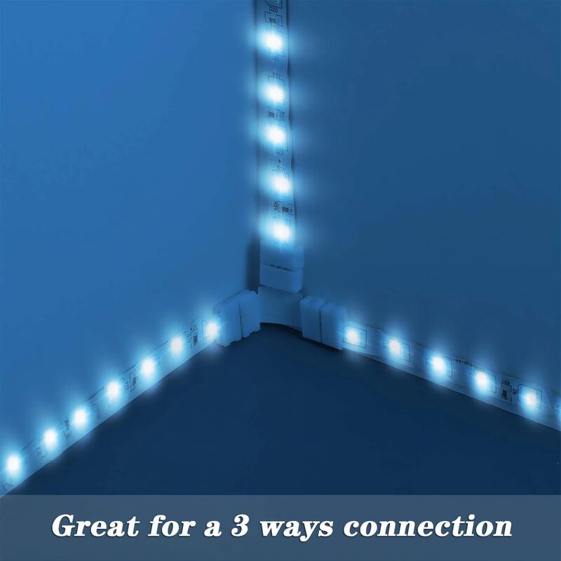 RGB LED Strip Connector Kit, 30pcs, 4-Pin 10mm Solderless Connector, SMD 5050 LED Strip, 20 Gapless 5L 5T Contacts Connector