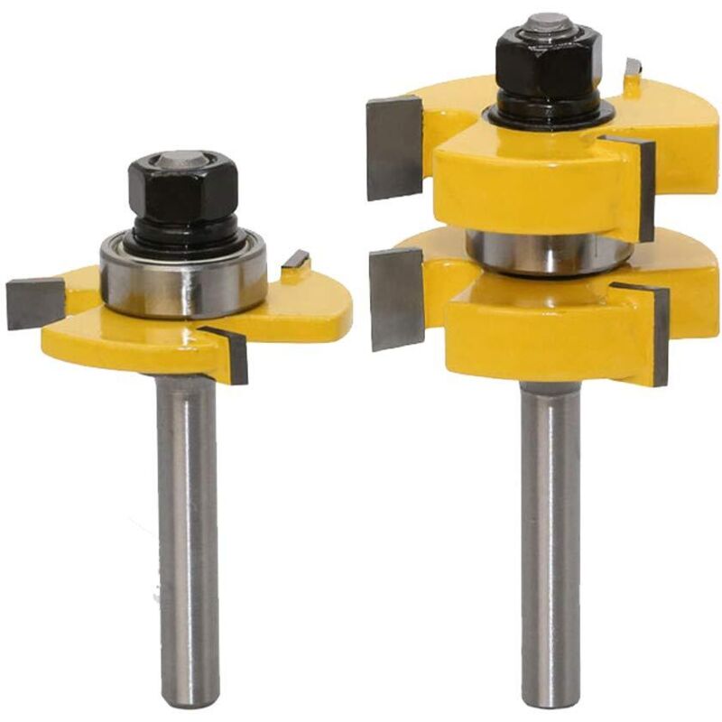 Woodworking Router Planer Set with 8 Handles, 2-Piece Tongue and Groove, 3-Groove T-Shank Compatible with 8mm