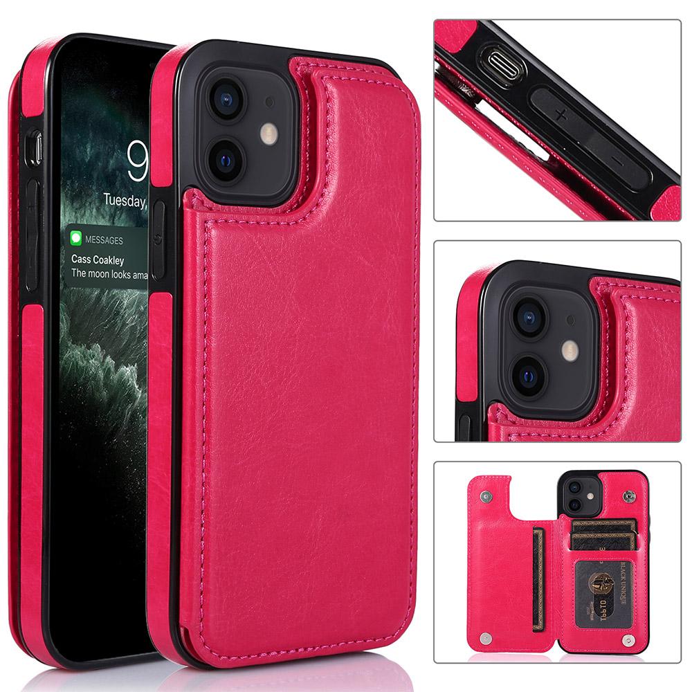 iPhone 12 - Practical and stylish case with card holder Rose gold