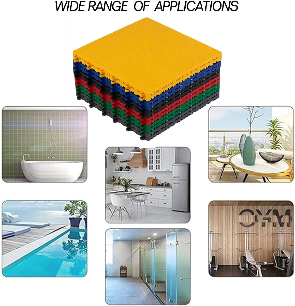 1.8 cm thick plastic interlocking floor tiles/grilles for car wash bays and car detailing shops - plastic divider mats - red （1pc）