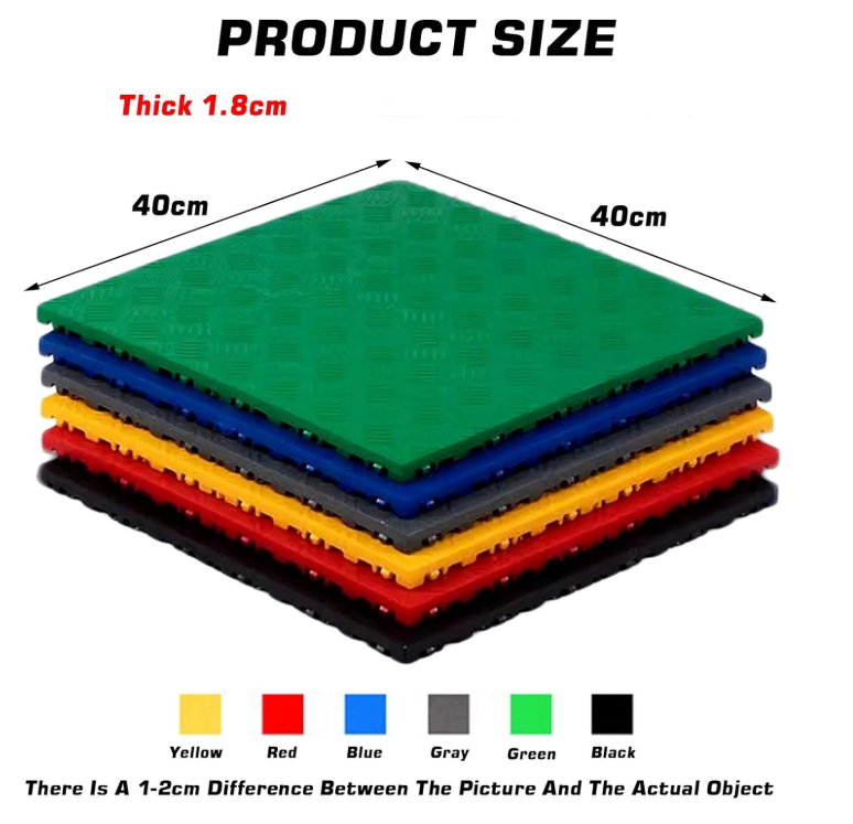 1.8 cm thick plastic interlocking floor tiles/grilles for car wash bays and car detailing shops - plastic divider mats - blue（1pc）