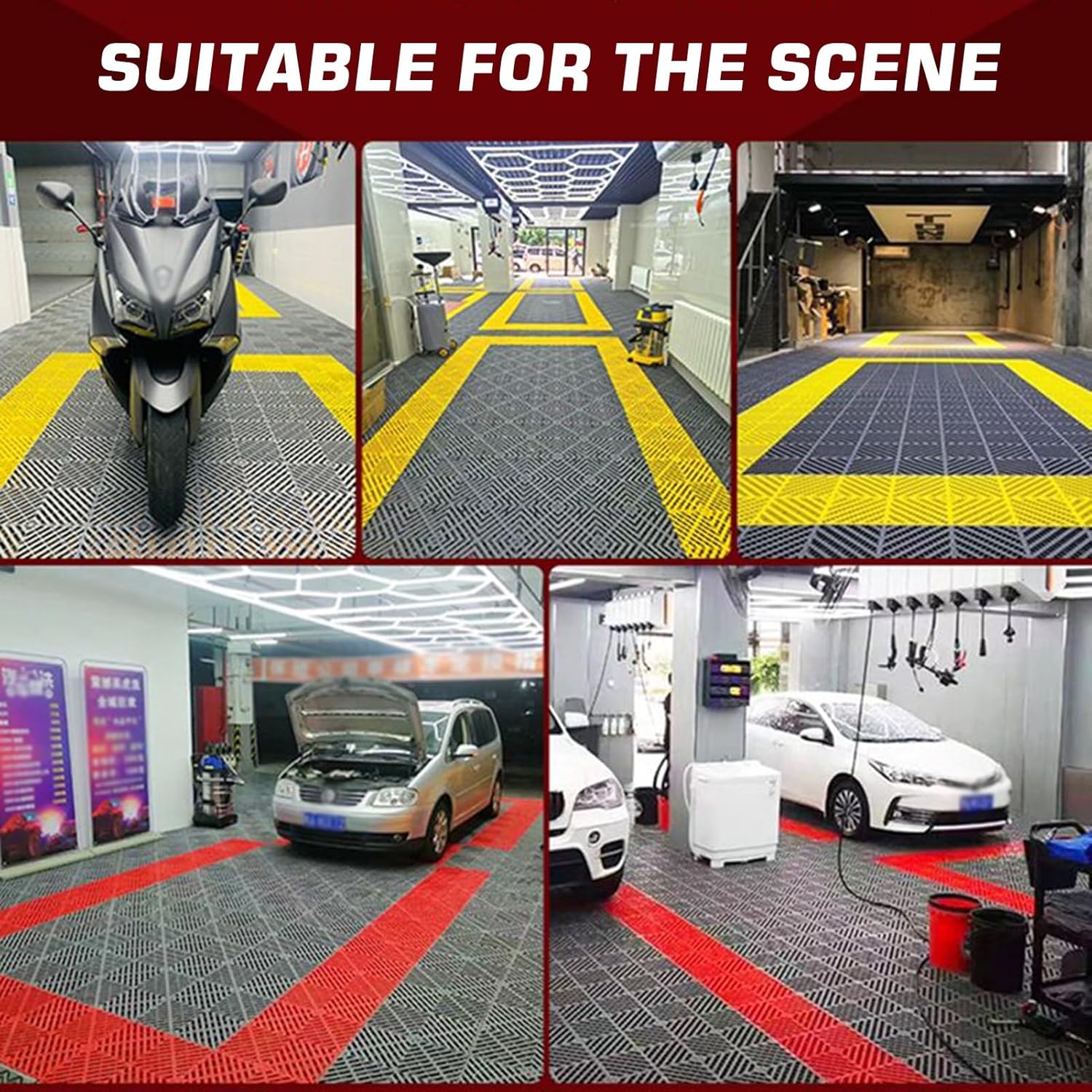 1.8 cm thick plastic interlocking floor tiles/grilles for car wash bays and car detailing shops - plastic divider mats - blue（1pc）