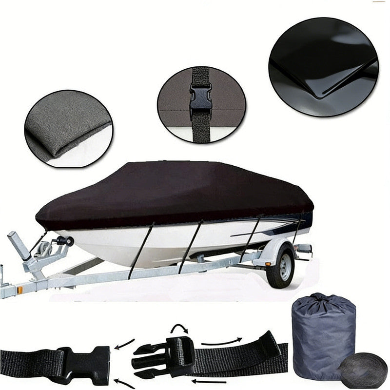 14-16ft Boat Cover Trailerable Marine Grade 600D Black