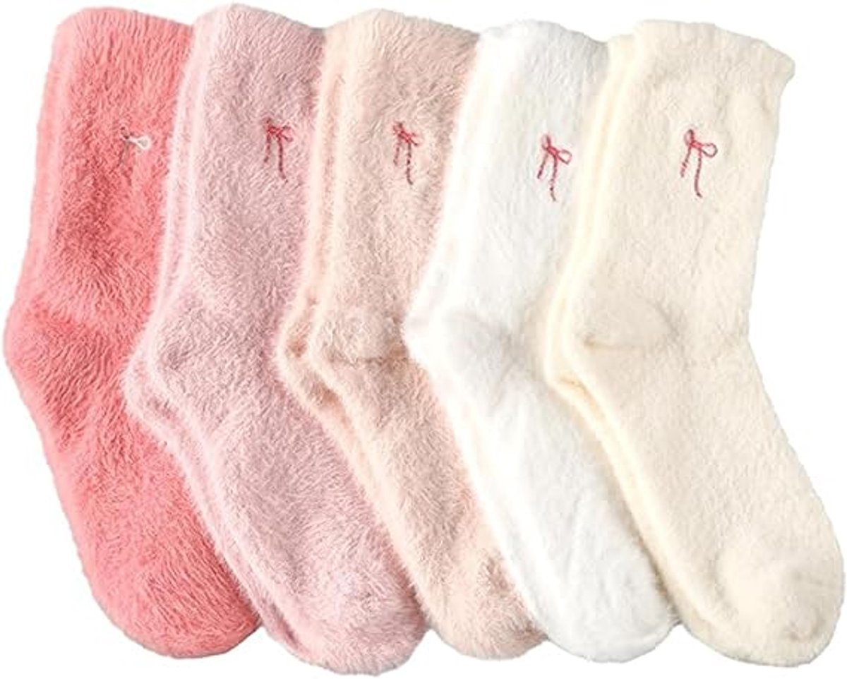 5 pairs of fleece socks for women - Comfortable lace-up socks - Warm winter socks - Thick fleece socks for home use - Warm winter socks - Soft sleeping socks - Lounge socks - Christmas gift - Birthday gift