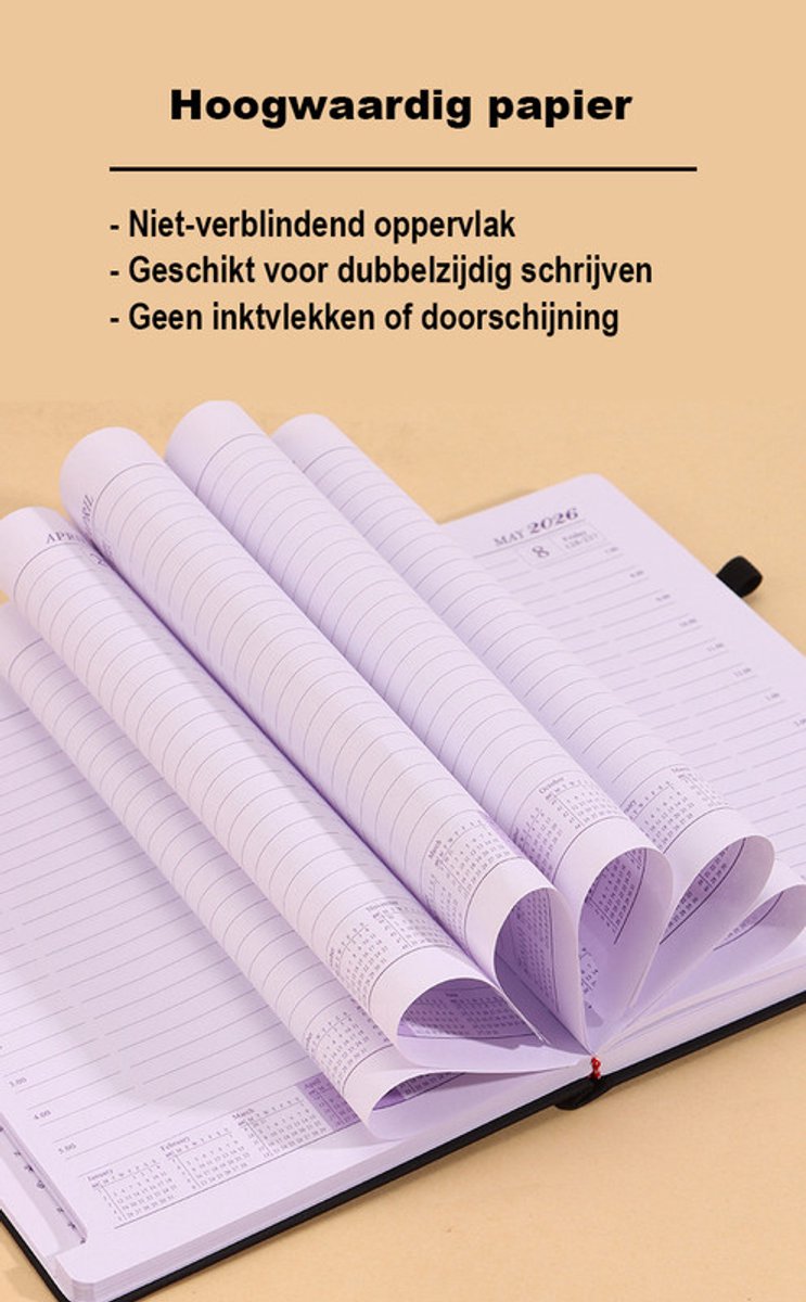 2026 Daily Planner – 2026 Adult Agenda – 1 Day on 1 Page – 365 Day Planner & Notebook – 14.0*20.8cm – Pink