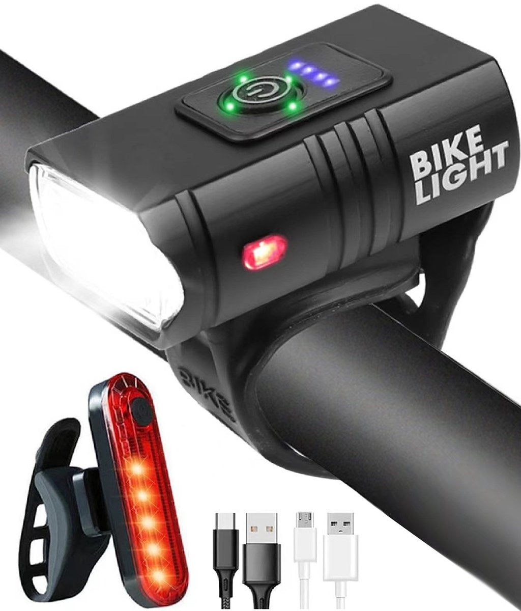 Bicycle Lights - Bicycle Headlights - Bicycle Rear Lights - Bicycle Lighting Sets - 6 Light Modes - USB Rechargeable - IPX5 Waterproof - Mountain Bike Lighting