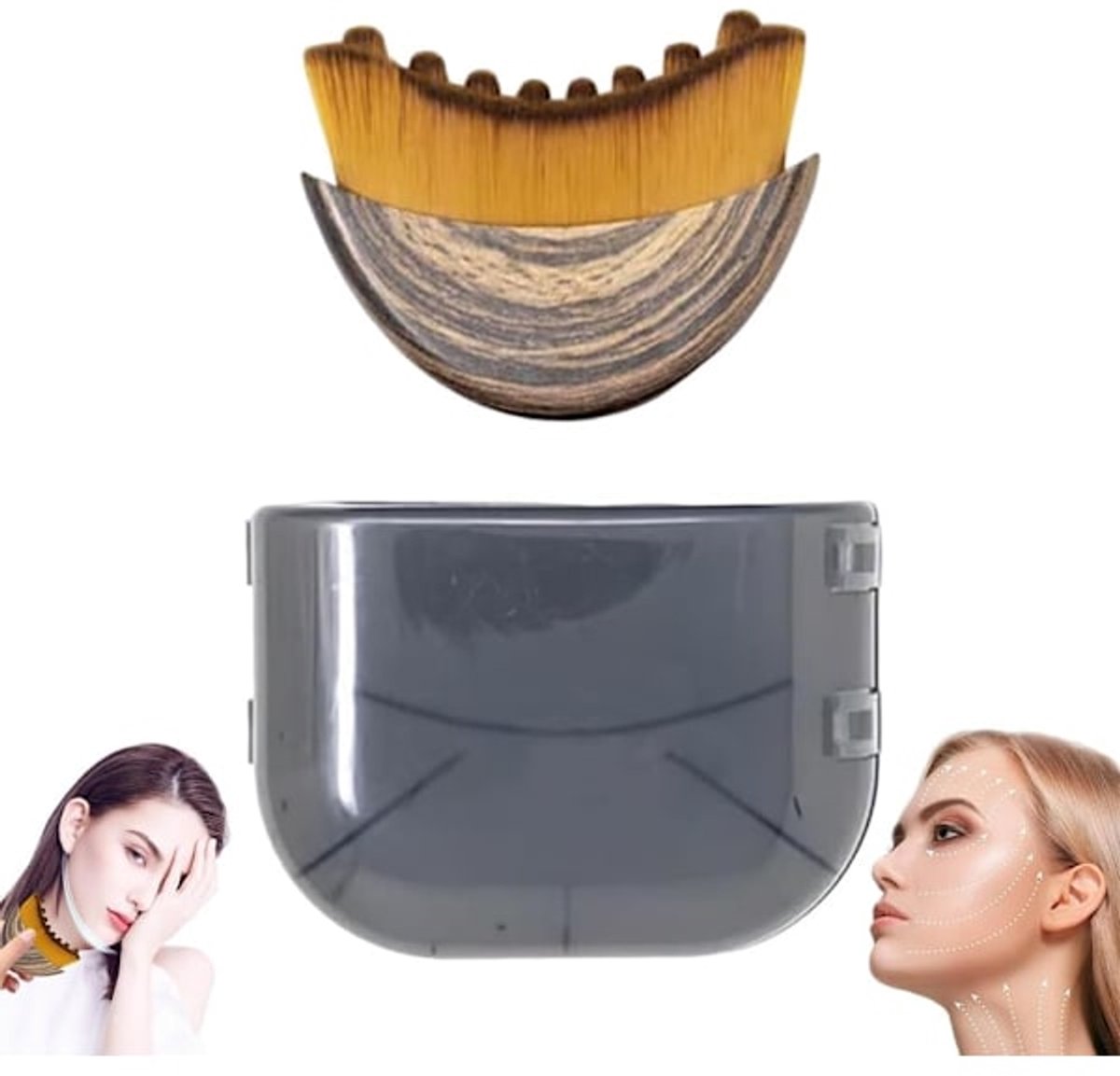 Lymphatic Drainage Facial Brush - Lymphatic Drainage Facial Massage - Chin and Jawline Modeling - Dry Facial Brush