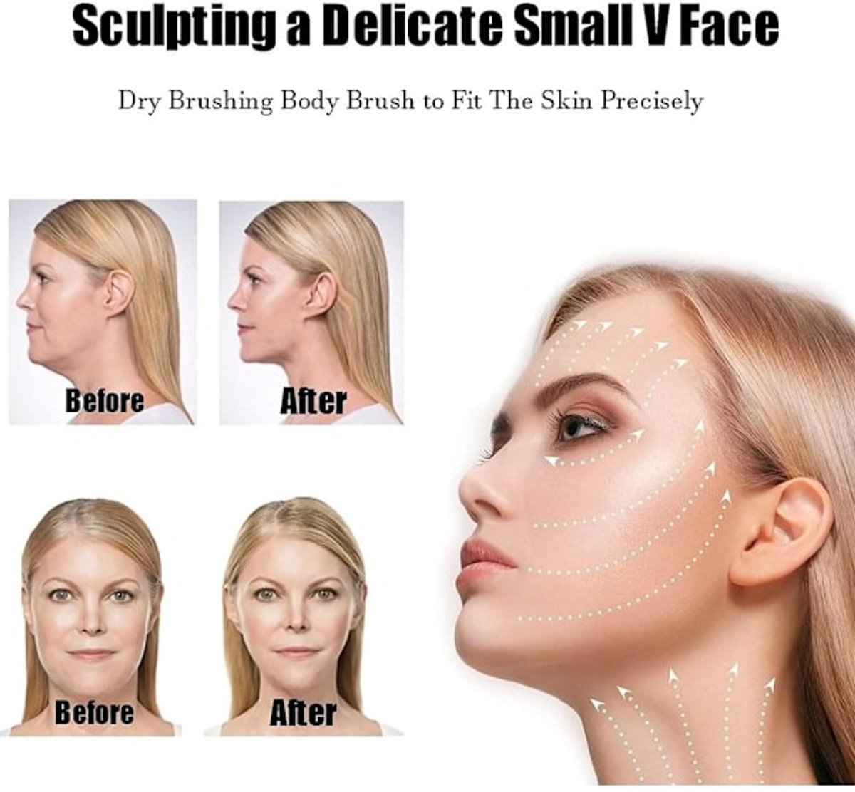 Lymphatic Drainage Facial Brush - Lymphatic Drainage Facial Massage - Chin and Jawline Modeling - Dry Facial Brush