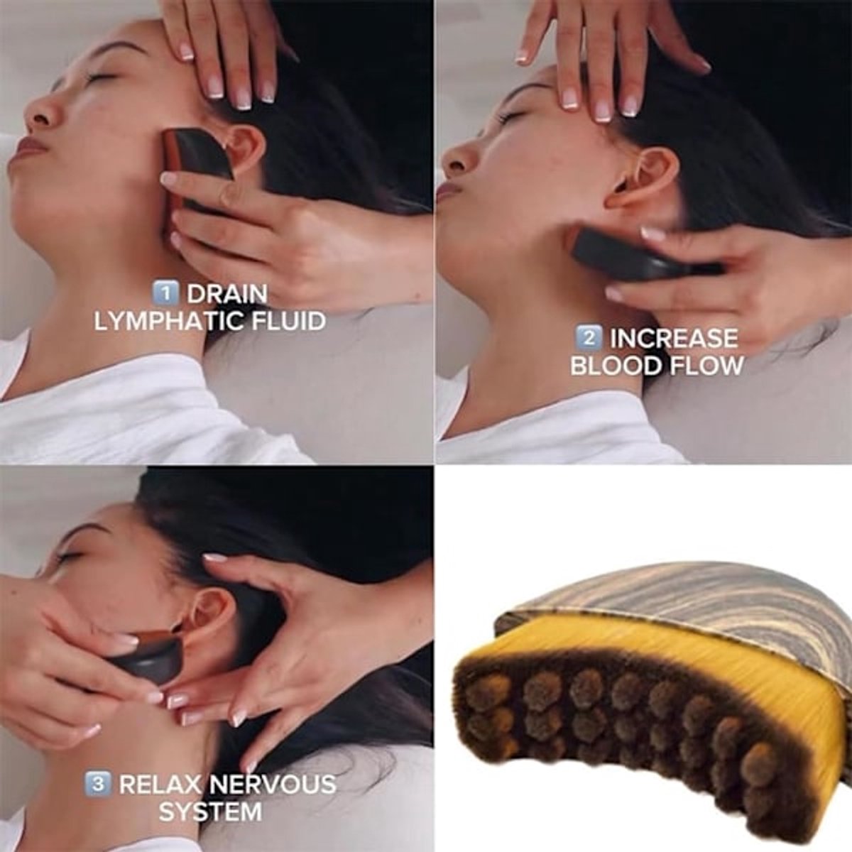 Lymphatic Drainage Facial Brush - Lymphatic Drainage Facial Massage - Chin and Jawline Modeling - Dry Facial Brush