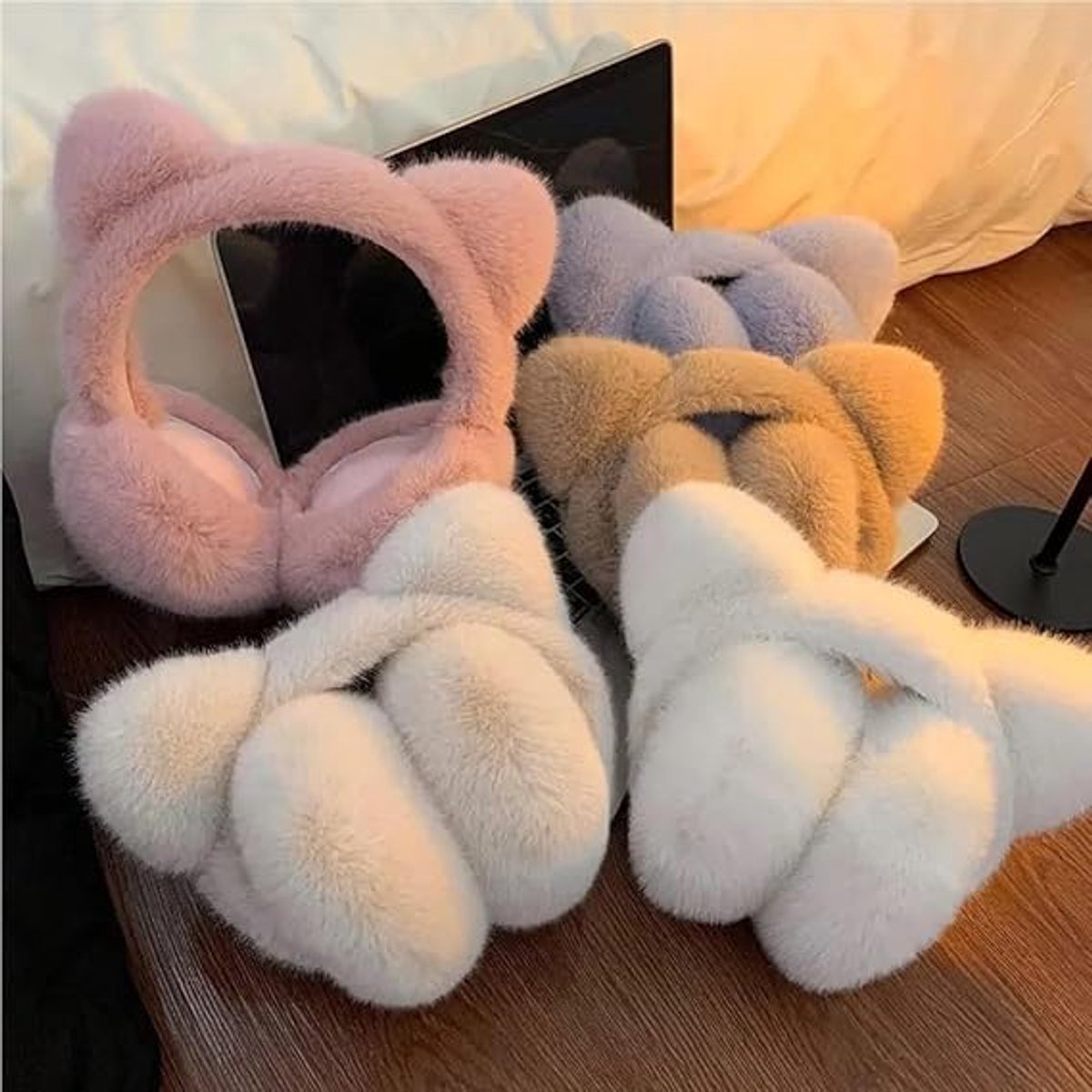 Earmuffs - 1 Piece - Soft Faux Fur Earmuffs - Adjustable Earmuffs - Warm Earmuffs - Earmuffs for Kids - Warming Earmuffs for Women and Girls (Pink)