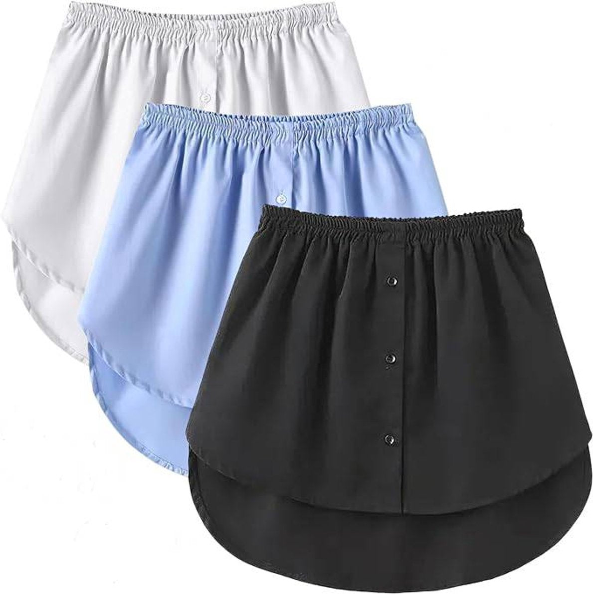 Three-Piece Extended Set - Women - Adjustable Layered Top - Midi Skirt - Layered Bra - Black, White and Blue (Size 3XL)
