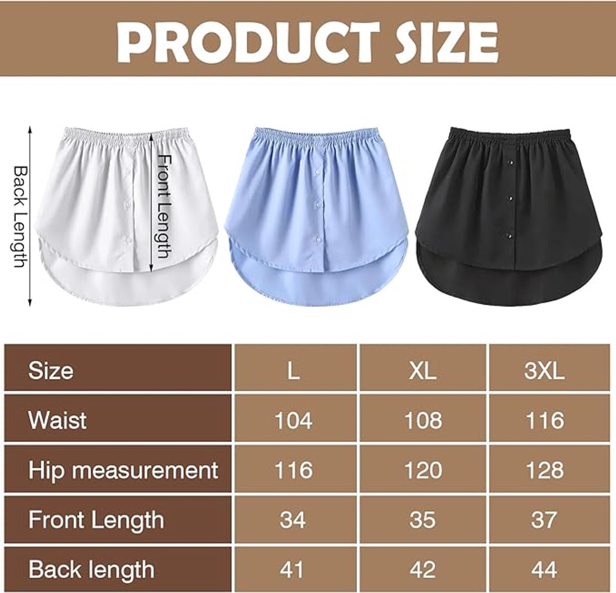 Three-Piece Extended Set - Women - Adjustable Layered Top - Midi Skirt - Layered Bra - Black, White and Blue (Size 3XL)