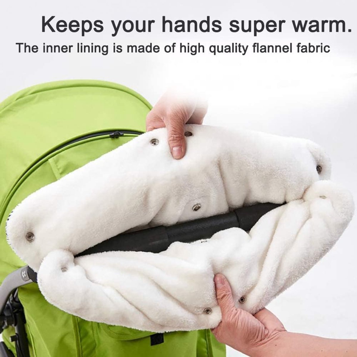 Fleece Stroller Gloves - Waterproof, Windproof, Frost-Resistant, Thickened and Warm - Winter Stroller Gloves (Black)