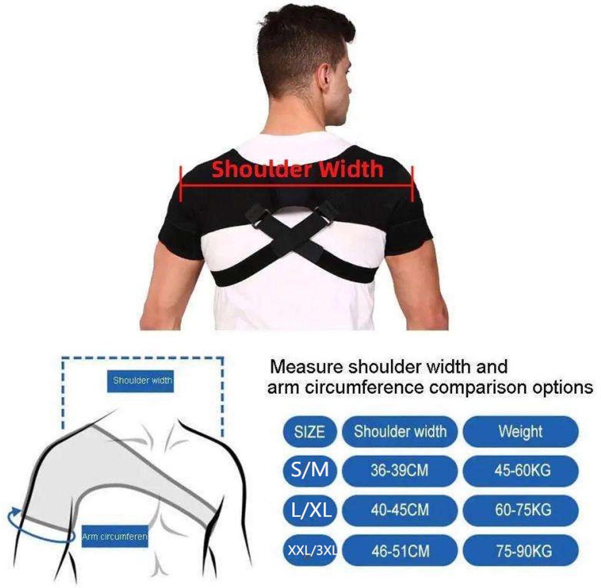 Shoulder Brace - Shoulder Support Brace for Sports - Double-Sided Adjustable & Breathable - Compression and Stability for Both Shoulders - S/M