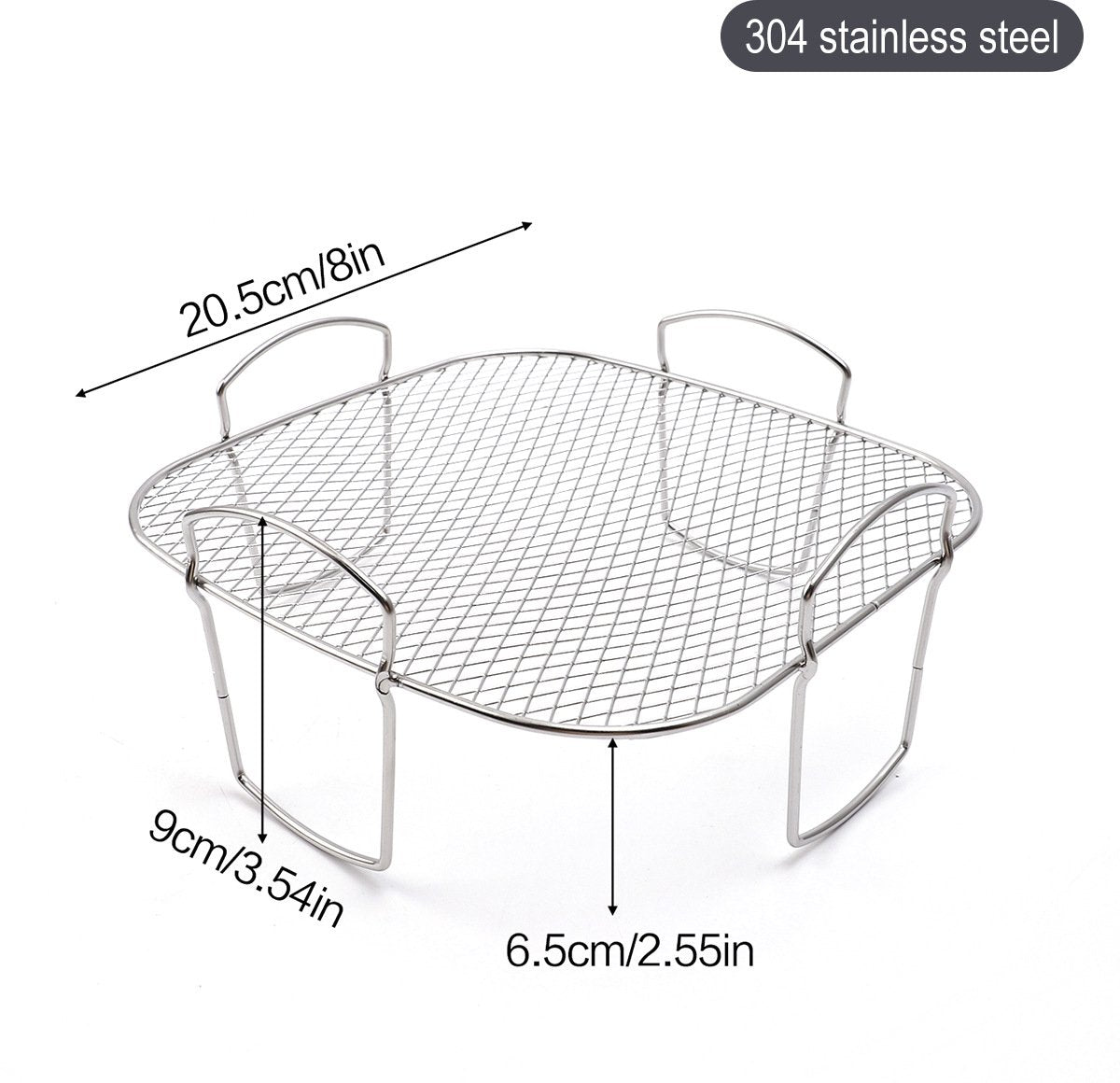 Square air fryer rack - Air fryer baking pan - Air fryer accessories - Stainless steel - 20.5 cm